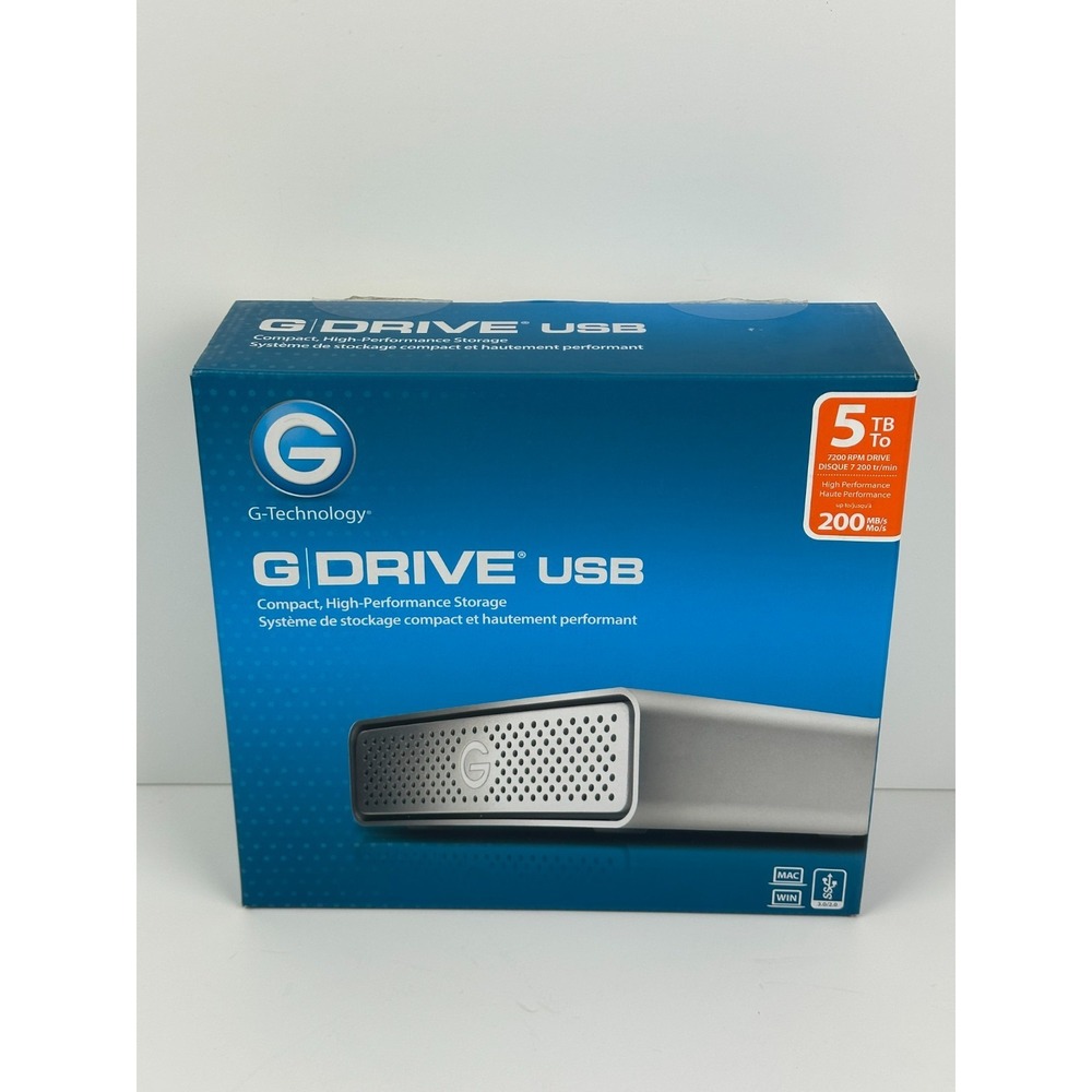 G-Technology G-DRIVE USB 5TB External Hard Drive USB 3.0 Mac PC Tested Works BU